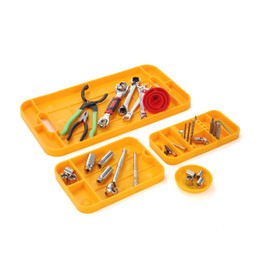 MOTORHEAD Super Grip Silicone Tool Tray Set (4-Piece: 23”, 16”, 12” & 4”) Magnetic, Non-Slip, Anti-Scratch,Withstands Temperatures Up to 248°F/120°C, Non-Conductive & Anti-Static, Orange (AT06006G)