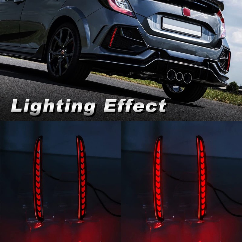 AFOGGEST Smoked Lens Rear Bumper Lights for 2017-2021 Honda Civic