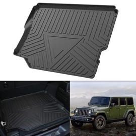 Cargo Liner for 2021 Wrangler JL - Black TPO All Weather Waterproof Rear Cargo Tray Trunk Floor Mat Protector Compatible with 2018-2024 Jeep Wrangler JL (Not for JK Models) Without Subwoofer