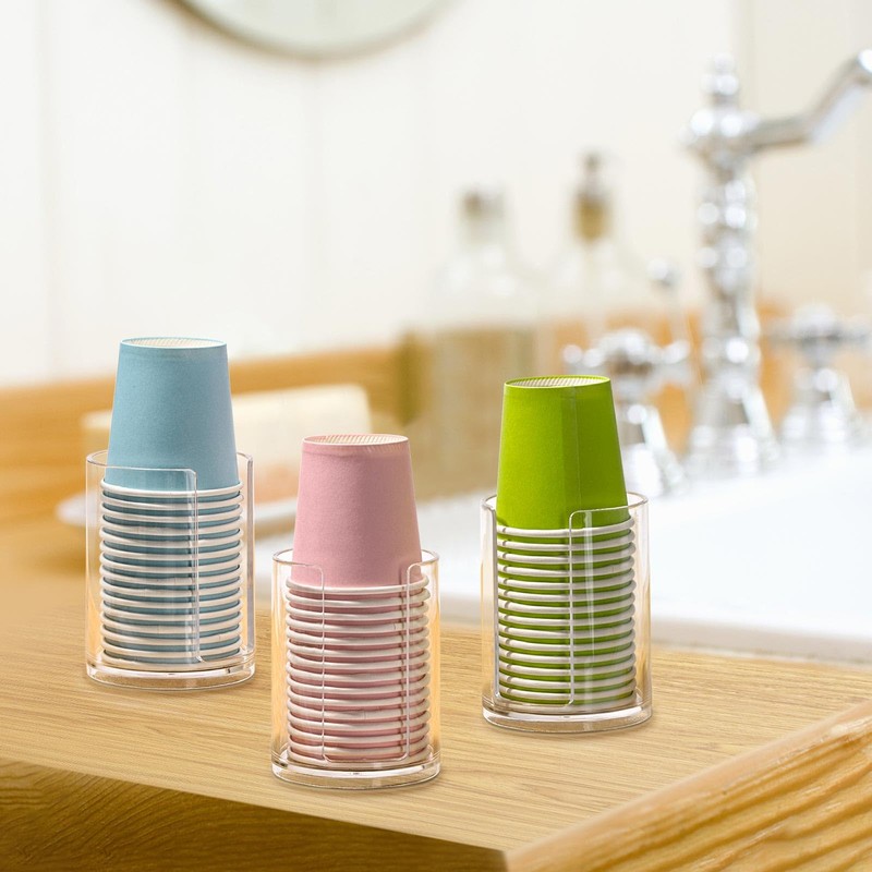 3 Pack Bathroom Cup Dispenser 3 oz Countertop Storage Mouthwash