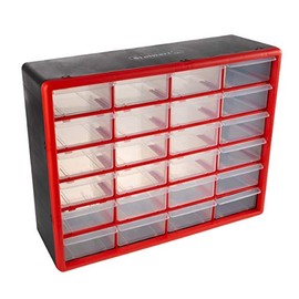 Storage Drawers-24 Compartment Organizer Desktop or Wall Mount Container- 24 Bins for Hardware, Beads, Jewelry, and More by Stalwart