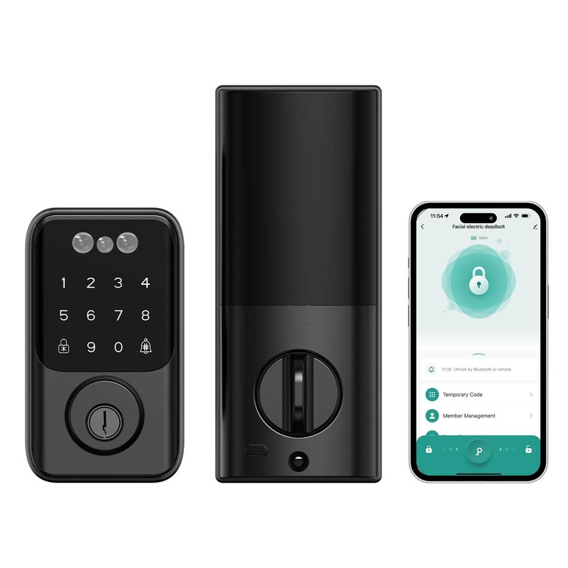 Jacchozhi 3D Face Recognition Door Lock,Keyless Entry Smart Deadbolt for