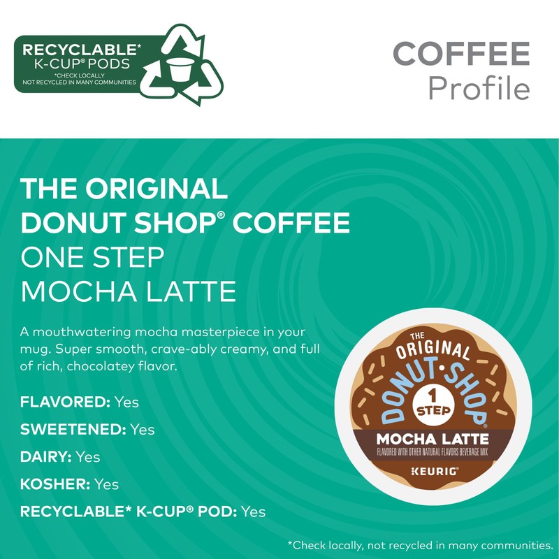 The Original Donut Shop Mocha One-Step Latte, Single Serve Coffee