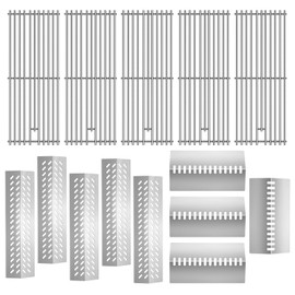 Htanch 5 Packs Cooking Grid Grates with 16631 16520 Heat Plate Set Replacement for Bull Grill Parts,for Lonestar Select 87049, Steer Premium 69009, Outlaw 26039, Brahma 57568 Grills