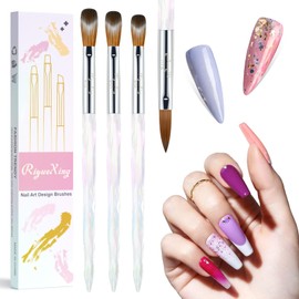 3PCS Acrylic Nail Brush Set, Size 8/10/12 Professional Nail Brushes for Acrylic Application Acrylic Powder Brush for Nail Art DIY Home Salon Nail Manicure Tool