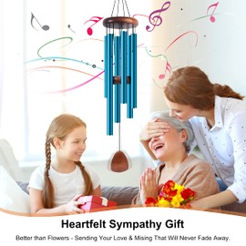 Bursvik Large Aluminium Wind Chimes 37 Inches to Create a Zen Atmosphere Suitable for Outdoor, Garden, Patio Decoration. Classic Wind Chimes with Wind Catcher Suitable as A Gift for Unisex(Blue)