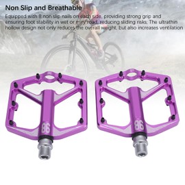 MT B/Road Pedals, Mountain Bike Pedals, 3 Bearing Non-Slip Lightweight, Aluminum Alloy, Erosion Resisting and Rustproof Platform Pedal for Road Mountain BMX Bike 9/16 (Purple)