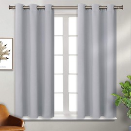 BGment Blackout Curtains - Grommet Thermal Insulated Room Darkening Bedroom and Living Room Curtain, 2 Panels of 38 x 45 Inch, Light Grey