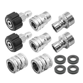Hoypeyfiy 8 Pcs Pressure Washer Adapter Set, M22 Swivel to 3/8 Inch Quick Connect, 3/4 inch to Quick Release, Stainless Steel Garden Hose Connect Fittings