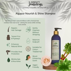Serenity Journeys Algapur Nourish & Shine Shampoo with Chestnut Extract – 250ml | Frizz Control & Shine