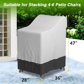 EVRBUL Stackable Patio Chair Cover Heavy Duty 420D Outdoor Chair Cover Waterproof and All Weather Protection Fit for 4-6 Stackable Dining Chairs 36"Lx28"Wx47"H