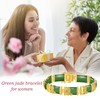 HPQQ Green Jade Bracelet for Women 18k Gold Plated Sterling