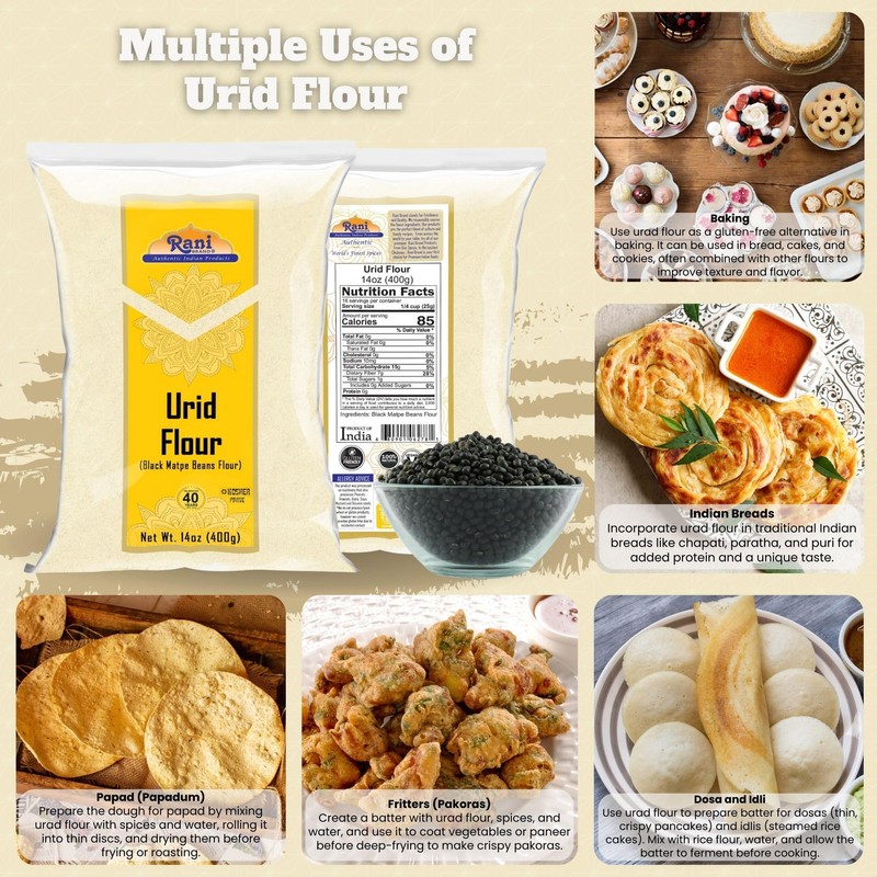 Rani Urid/Urad Flour (Black Matpe Beans Flour) 14oz (400g) ~