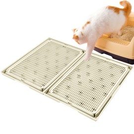Rarenut 2Pack Cat Litter Mat 16.5"x11.2" Litter Mat, Expandable Interlocking, Easy Clean for Scatter Control, Waterproof & Urine Proof, Khaki