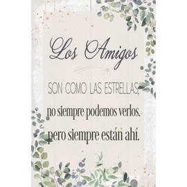 DEXSA Los Amigos Wood Plaque Frame (Spanish) 4"x6" | Made in the USA | Wonderful Gift | Inspirational Saying | Metal Hanger and Easel on Back | Self-Standing or Wall Hanging