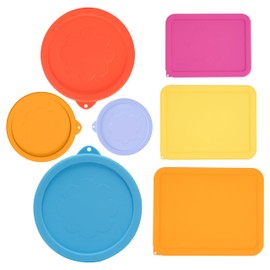 LUVCOSY 1 Cup 2 Cup 3 Cup 4 Cup 6 Cup 7 Cup 11 Cup Round & Rectangle Silicone Storage Cover Lids Replacement for Pyrex Glass Bowls, 7 Pack, Microwave, Dishwasher and Freezer Safe