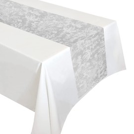 Hsthe Sea Shimmering Table Runner for Wedding Party or Festival New Year Silver