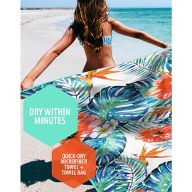 VENTURE 4TH Microfiber Beach Towel: Quick-Dry, Compact, Sand-Free, Absorbent, Sandproof and Lightweight - Perfect for Camping, Beach, and Roadtrips (Tropical Heat Design | 35x78 inches)
