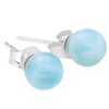 Larimar Stud Earrings | Gemstone Earrings | Ball / Pearl
