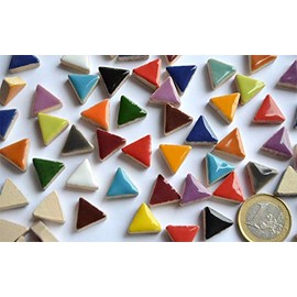 Bazare Masud e.K. 50 g Ceramic Mosaic Tiles Triangular Side Length Approx. 14 mm Colourful Approx. 50 Pieces