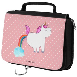 Mr. & Mrs. Panda Toiletry Bag Unicorn Farting, red, Hand Drawn