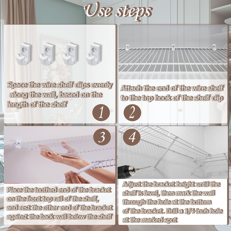Ojeemii 6PCS 12 Inch Wire Shelf Brackets, Heavy Duty Wire