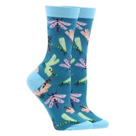 Dragonfly Socks for Women (Teal, Medium)