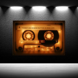 iKNOW FOTO Vintage Cassette Tape Canvas Wall Art Retro 90s Music Decor Motivational Make Good Choices Life Has No Rewind Inspirational Office Bedroom Living Room Wall Art 24x36 Inches Ready to Hang