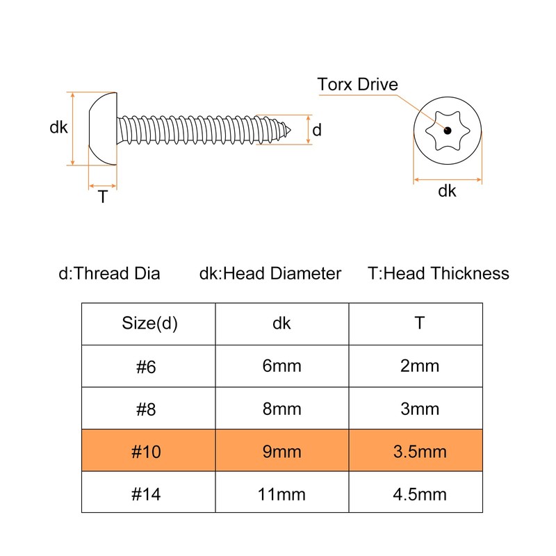 QUARKZMAN #10 x 1/2" Torx Security Screws, Pack of 20