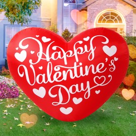 Opemon 5ft Valentine’s Day Inflatable Decorations Giant Heart Outdoor Blow Up Heart Inflatable Valentine Decor with Built-in LED Lights for Wedding Decoration Lawn Home Indoor Outside