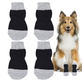 DHWEKU Indoor Non-Slip Socks for Dogs, Dog Socks, Non-Slip Socks, Dog, Soft Pet Protection, Improve Your Dog's Grip, 2 Pairs, Black (L)