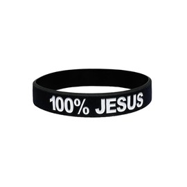 B3 U ATHLETICS 100% Jesus Sports Silicone Wristband Soccer Fútbol Football Motivational Fitness Stretch Black White Glow in Dark Unisex Adults Teens 1 3 5 10 15 Pack (1 Black Wristband)