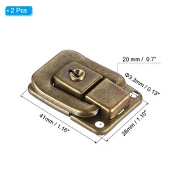 PATIKIL Suitcase Lock Hasp 1.6" x 1.10" 2 Iron Toggle Lock with Key/Screw Latch Hardware Jewelry Box Wood Case Tool Box Bronze