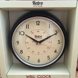 SHABBY CHIC RETRO STYLE KITCHEN WALL CLOCK BLACK