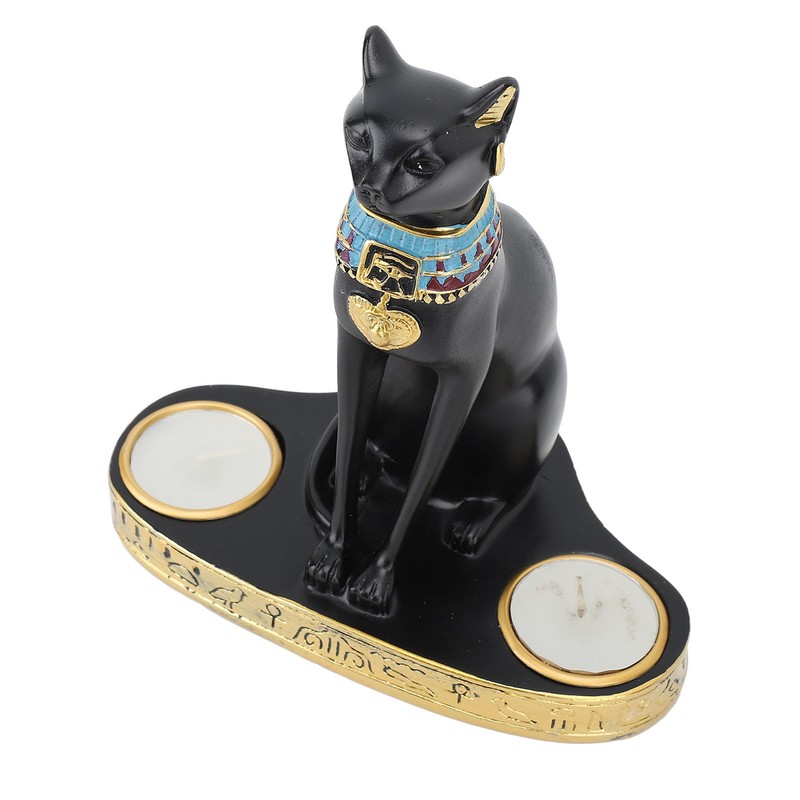 Egyptian Cat Candle Holder Decorative Resin Egyptian Cat Candlestick Exquisite