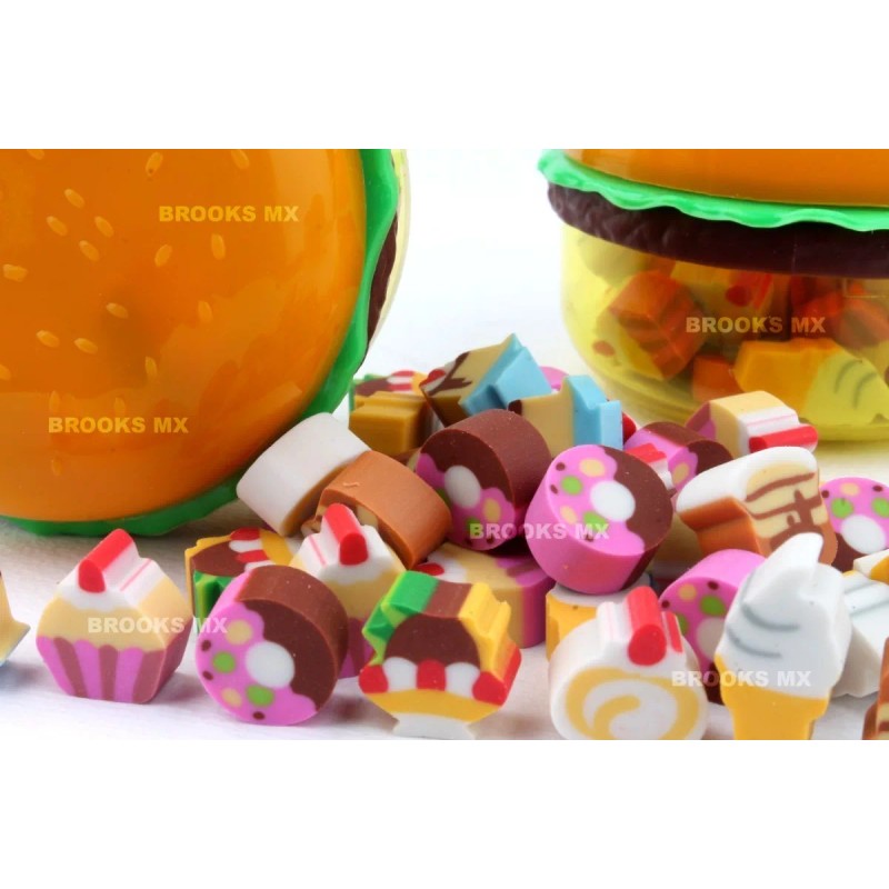 Laxia 2 Estuches Hamburguesa Con Gomas Mini Aroma Kawaii Borrador