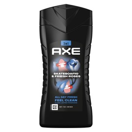 Axe Skateboard & Fresh Roses 3-in-1 Shower Gel Men's Body Hair Face 12 Hours Fresh Plant Based Fragrance (1 x 250 ml)