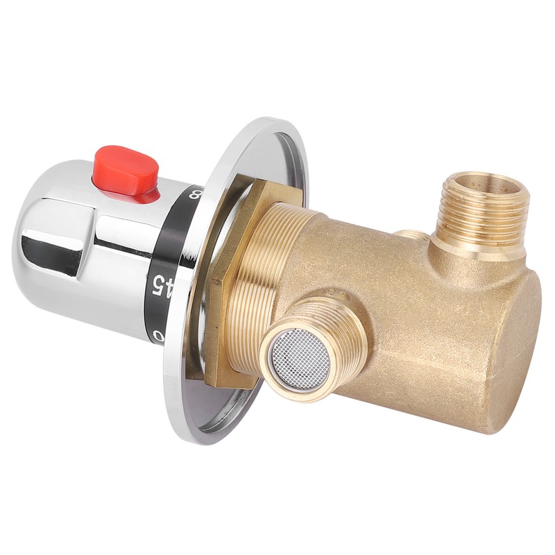 G1/2in 3 Way Brass Thermostatic Mixing Valve Faucet Temperature Mixer