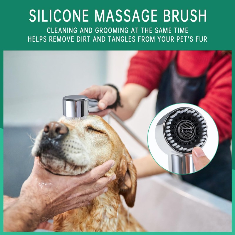 3 Mode Dog Shower Attachment, High Pressure Handheld Sprayer with