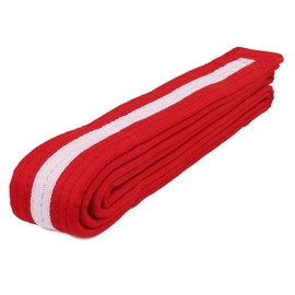 AAMA Color Belts with White Stripe for Martial Arts - Taekwondo Karate Judo - Red Size 3