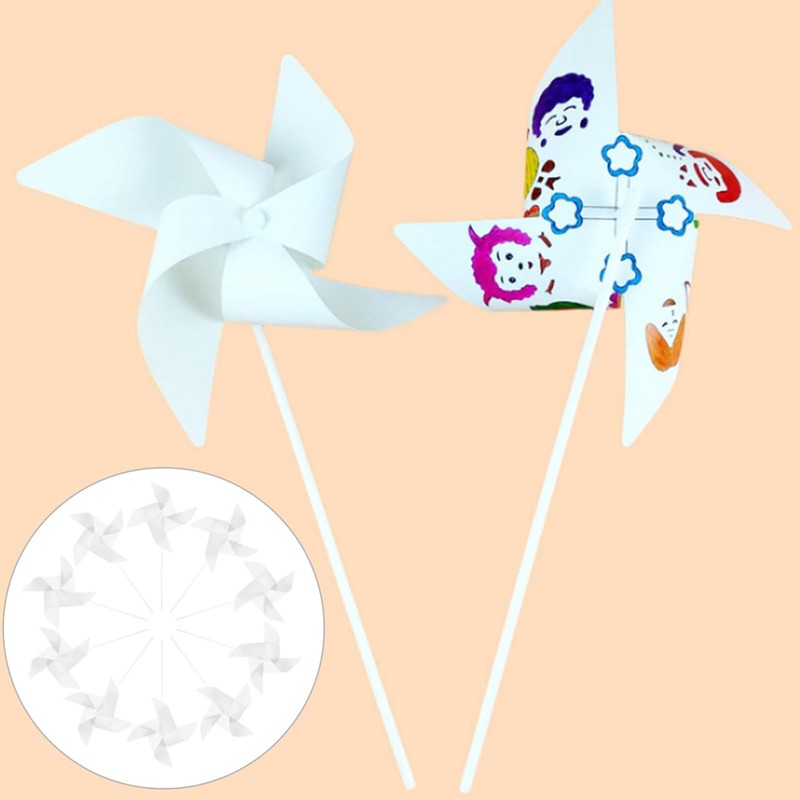 ABOOFAN 24 pcs Windmill DIY Kit, White, Paper Windmill, Can