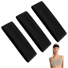 Women's Headband, Sports Yoga Fitness, Elastic Hair Band, Non-Slip, Soft Sweatband, Breathable, Lightweight and Comfortable, Unisex for Adults, Women and Men, 6 cm Width (Black x 3 Pieces)
