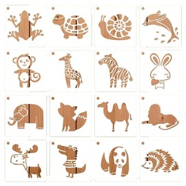 16 Pieces Stencils Set, Painting Stencils for Children, Stencils Animals Painting, Reusable Painting Stencils, Stencils Animals for Children, 16 Animal Shapes, for DIY Crafts, Scrapbooking, Painting
