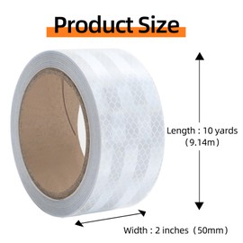 QILIMA 3 Rolls 2 Inch x 30 FT White Waterproof Reflective Tape for Vehicles - High-Visibility Safety Adhesive Strips for Bicycles, Trucks, and Trailers - Weather-Resistant Conspicuity Reflective Tape