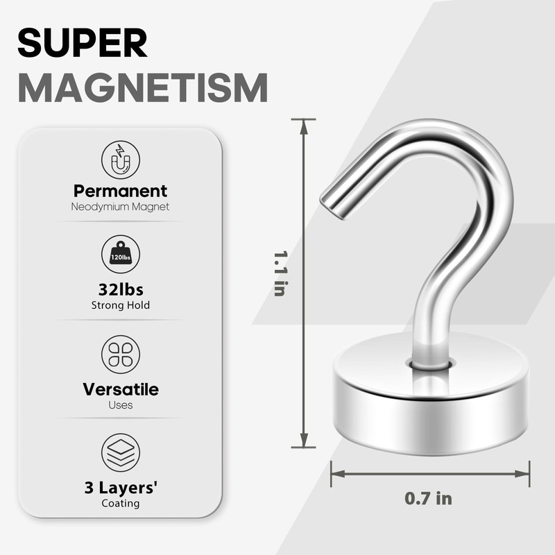 Neosmuk Magnetic Hooks, Cruise Ship Essentials, 30lb+ Heavy Duty Magnetic