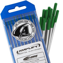 Arc-Zone Amplify Tungsten Electrode for TIG Welding, Pure 1/16" x 7" (Green, EWP) 10 Pack