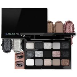 Erinde Eyeshadow Palette, Gray, 15 Colors, Black, High Color, Pearl, Punk Smokey, Waterproof, Sweatproof, High Adhesion, Long Lasting, For Beginners, Organic, Time-Saving, Commuting, Daily Essentials