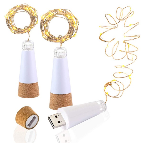 DIWUJI LED Cork Flasche Lichterkett, USB Powered Akku, 1.9 m