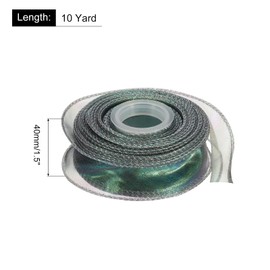 sourcing map 40mm Wide Sparkly Sheer Wired Organza Ribbon Pastel Shimmer Iridescent Chiffon Ribbons 9m Dark Green for Gift Wrapping Bouquet Wedding Bows