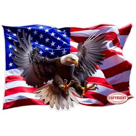 American Eagle USA Flag decal, Patriotic Bald Eagle decal, Large Size (36" x 24" laminated)
